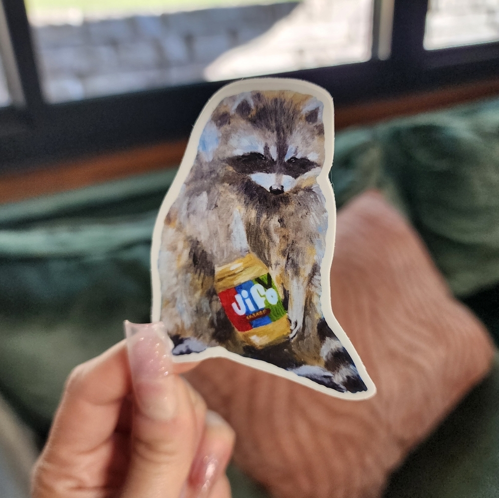 'Snackin' Boy' Raccoon Sticker